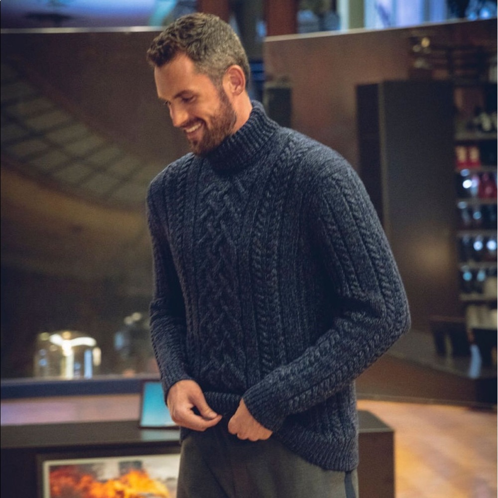Banana Republic X Kevin Love Turtleneck Cable Knit Sweater